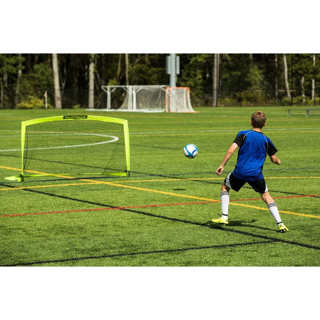 Franklin Sports Blackhawk Backyard Soccer Goal - Portable Kids Soccer Net - Pop Up Folding Indoor + Outdoor Goals - 4' x 3' - Optic Yellow