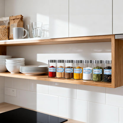 Segarty 3oz Spices Jars with Stainless Steel Lids, 6 PCS 90ml Empty Round Spice Containers, Clear Glass Seasoning Organizers for Spices Storage, Small Salt and Pepper Shaker with 7 Stickers, 1 Brush