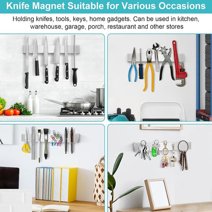 Knife Magnetic Strip, Magnetic Knife Holder for Wall Mount Fridge Refrigerator Knives Magnet Bar Tool Rack RV Kitchen Utensil Holder Metal Kitchen Tool Holder Knives Block RV Accessories 12 Inch