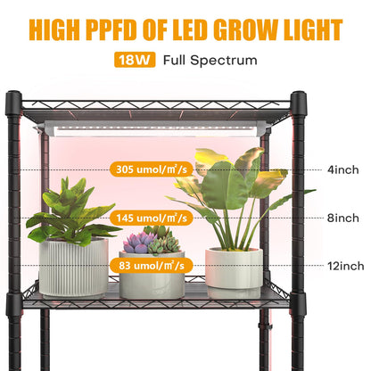 sagrynfp Indoor Greenhouse with Grow Lights, 5 Tier 23.2" L×13.4" W×61.4" H Mini Greenhouse, Grow Light Shelf with Tent and Thermometer, with 72W Full Spectrum Growing Lamps for Seed Starting