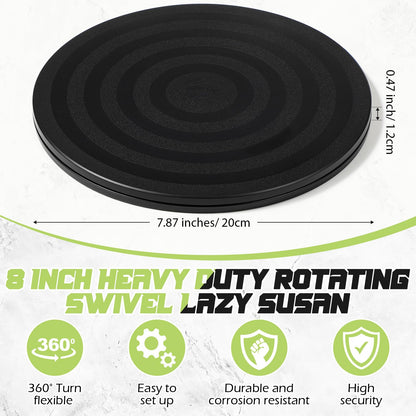 Reallnaive 6 Packs 8 Inch Lazy Susan Turntable Small Heavy Duty Rotating Swivel Stand Lazy Susan with Steel Ball Bearings Stand for Model Base 360˚ Rotation Monitor TV Rotating Plants Turntable