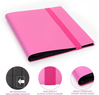 GEAoffice Card Binder 9 Pocket, 360 Pockets Trading Card Album Folder for Standard Cards, Side Loading Collection Folder for MTG, TCG, Sports (Rose Pink)