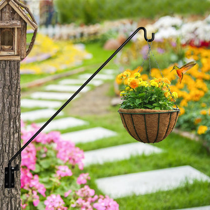 MIXXIDEA 2 Packs Heavy Duty Extended Reach Wall Mounted Deck Hook Wall Pole, Wall Bracket Direction and Length Adjustable Plant Bracket for Bird Feeders, Planters, Suet Baskets, Lanterns, Wind Chimes