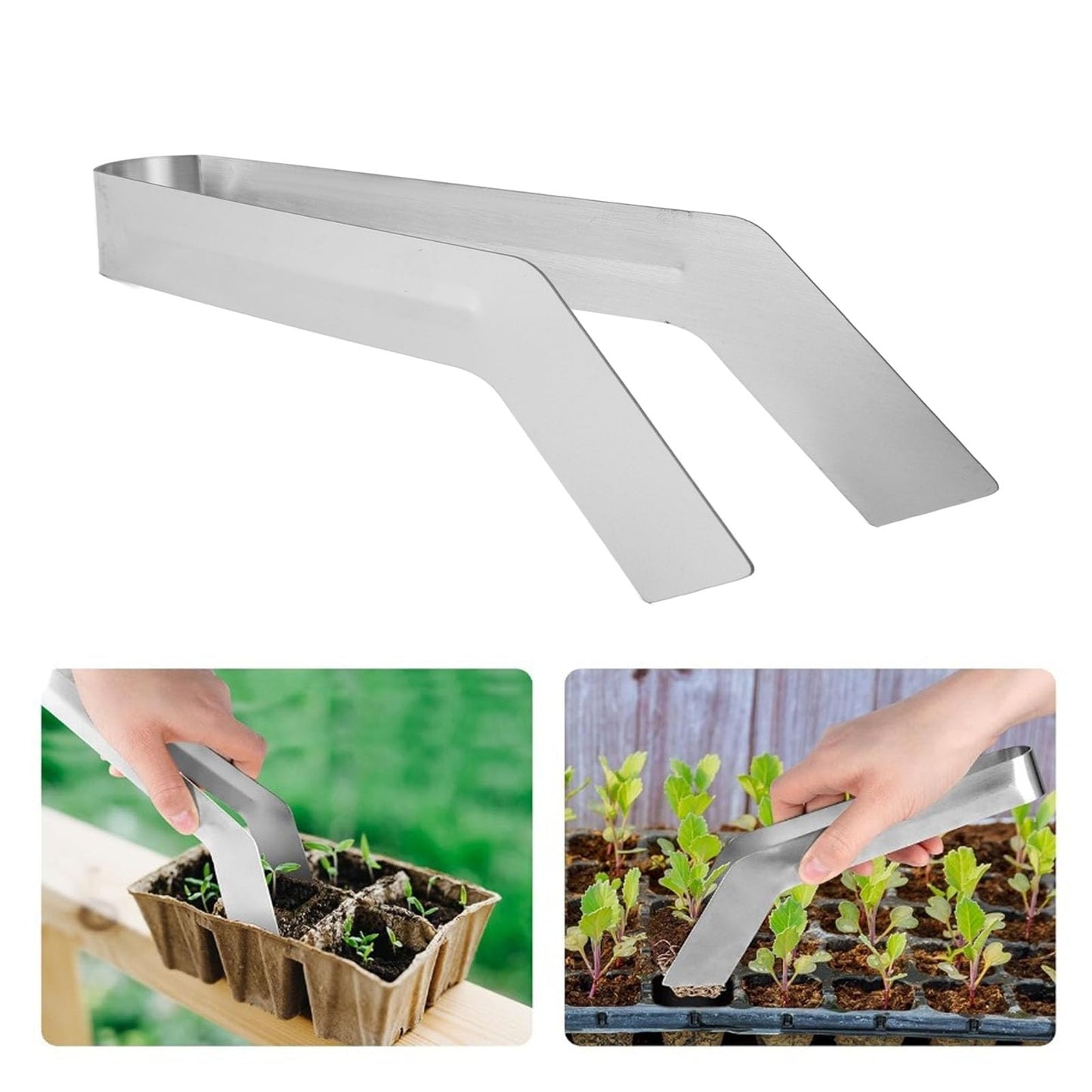 Haofy Seedling Transplant Tongs,Gardening Plant Plier with 1.2in Head for Reducing Root Damage Vegetable Flower Transplanting (L)