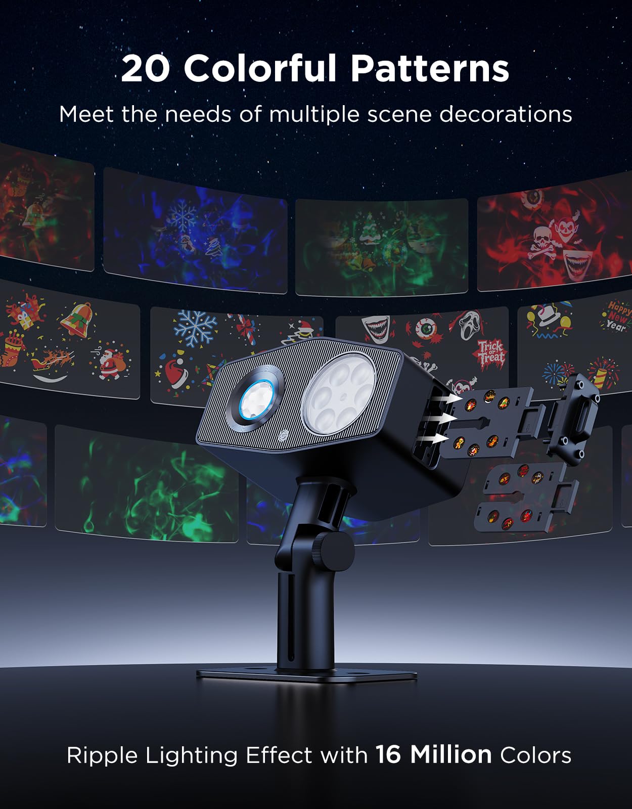 Govee Outdoor Decoration Projector Light, Upgraded LED Snowflake Projector, 180° Rotation, 20 HD Effects & 58 Scene Modes with App Control, IP67 Compatible with Alexa, Google Assistant, Matter