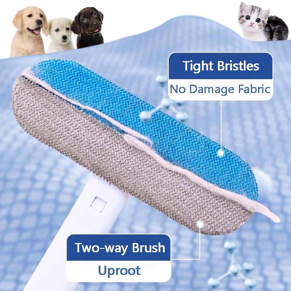 FeiFanYiGou Pet Hair Remover, 4 in1 Cat and Dog Hair Removal for Couch with Extra Long Handle, 17-Inch, Cat Fur Removal Tool for Furniture, Carpet, Clothes, Bedding, Tile, Hardwood Floor, Car, Window