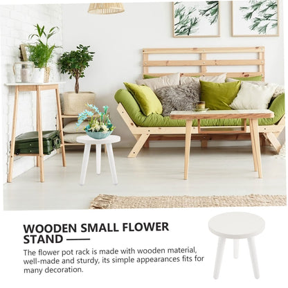 OFFSCH Plant Stand Wood Tall Wood Plant Holder Plant Stand Small Round Side Plant Holders en Stool Display Shelf Bracket Pot White High Rural