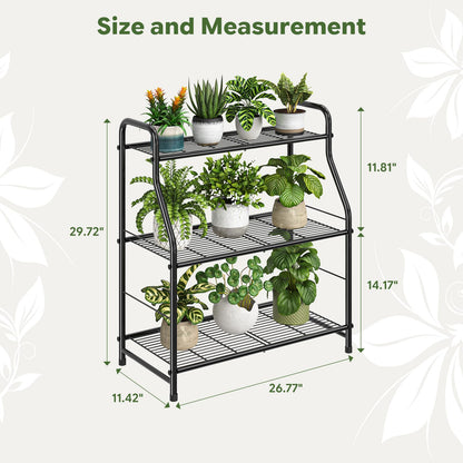 Simple Trending Plant Stand Indoor Outdoor, Plant Shelf for Multiple Pots Metal, 3 Tiers Large Plant Holder for Living Room Garden Balcony