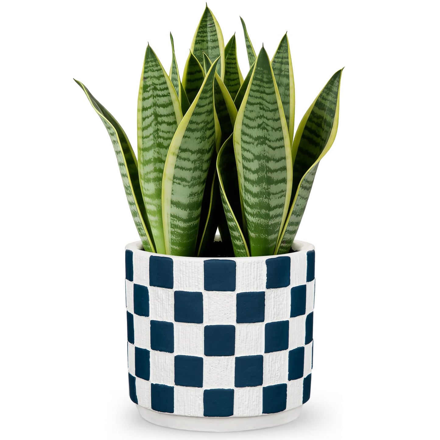 Nature Crafted 5.5 inch Ceramic Plant Pots with Drainage Hole Silicone Plug, Checker Ceramic Planters Flower Planter for Indoor Outdoor Home Garden Patio Office Gardening Desktop Windowsill, Blue