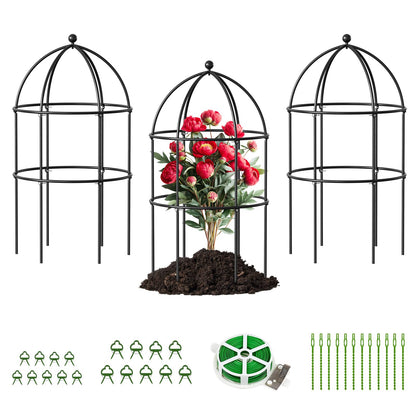 DoCred 3 Pack Plant Support, Plant Supports for Peonies Large Sturdy Grow-Through Steel Flower Support Trellis and Garden Decor | Best to Support Peonies, Baptisia, Sedum, Black