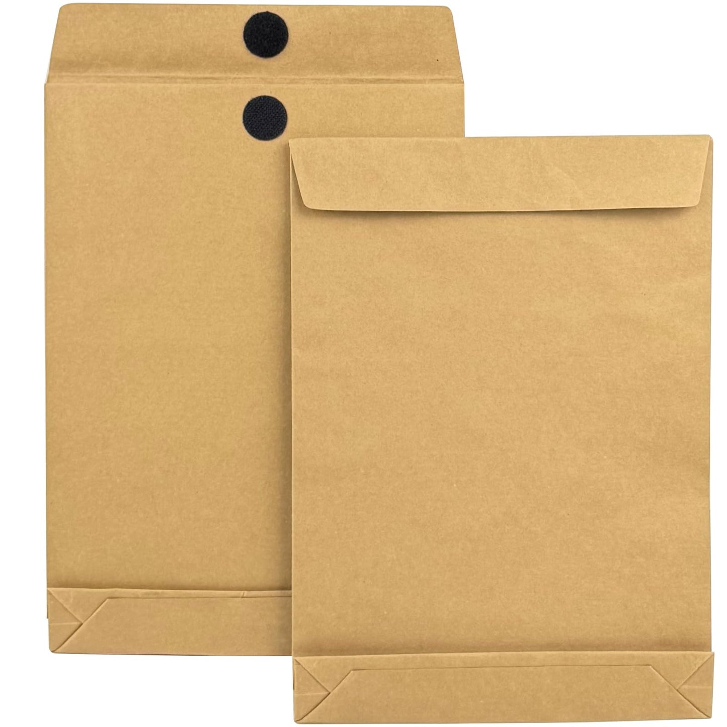 Neehows 15 Pack Expandable Large Kraft Envelopes, 9.3" x 13" Big Mailing Envelopes Hook-and-Loop Closure Anti Tear Catalog Envelopes for Business Office Paper Documents File Storage - Brown
