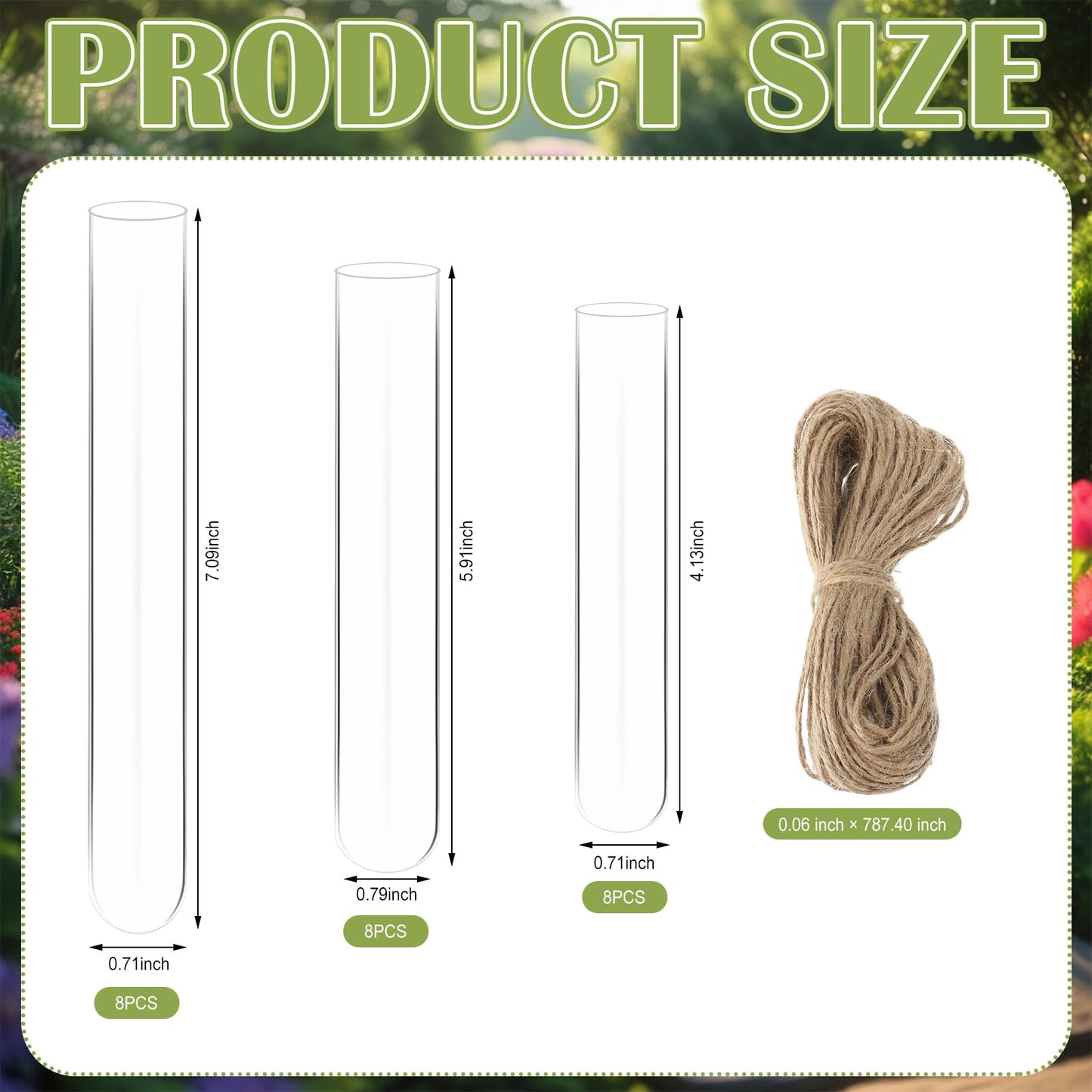Hillban 24 Pcs Spring Party Decoration Plant Propagation Tubes Plastic Wall Planter Hanging Vase Propagation Station with Rope for Hydroponic Rustic Spring Home Garden Birthday Wedding Tea Party Decor