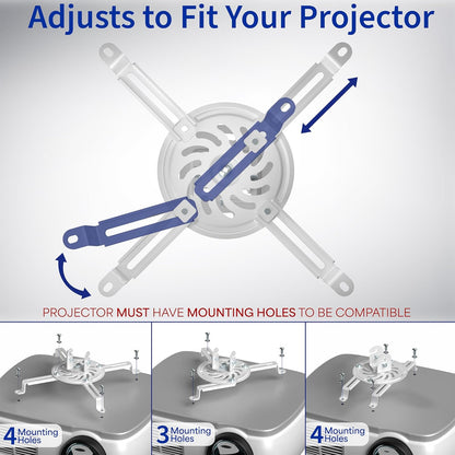 VIVO Universal Adjustable 2 x 2 feet Drop Ceiling Projector Mount, Suspended Drop-in Ceiling Tile Projection Mounting Kit, for Office Home or School, White, MOUNT-VP07DP