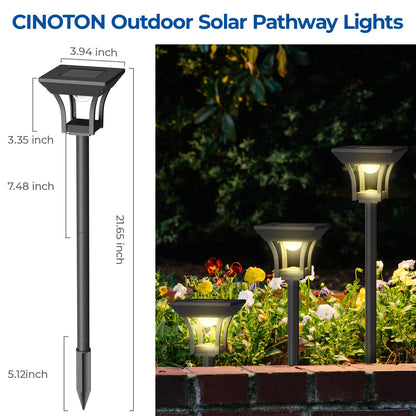CINOTON 12 Pack RGBCW Solar Pathway Outdoor Lights, 3 Lighting Modes Solar LED Garden Lights, IP65 Waterproof Outside Solar Powered Landscape Lighting for Planter Lawn Pool Balcony RGB/Warm/Cold White