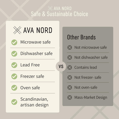 Ava Nord Stoneware Ceramic Cereal Bowls Set of 4, 21 oz | Lead-Free, Cadmium-Free | Microwave and Dishwasher Safe | For Soup, Salad, Rice, Dessert, Ice Cream | Nordic Design | Terracotta/Sage Ash