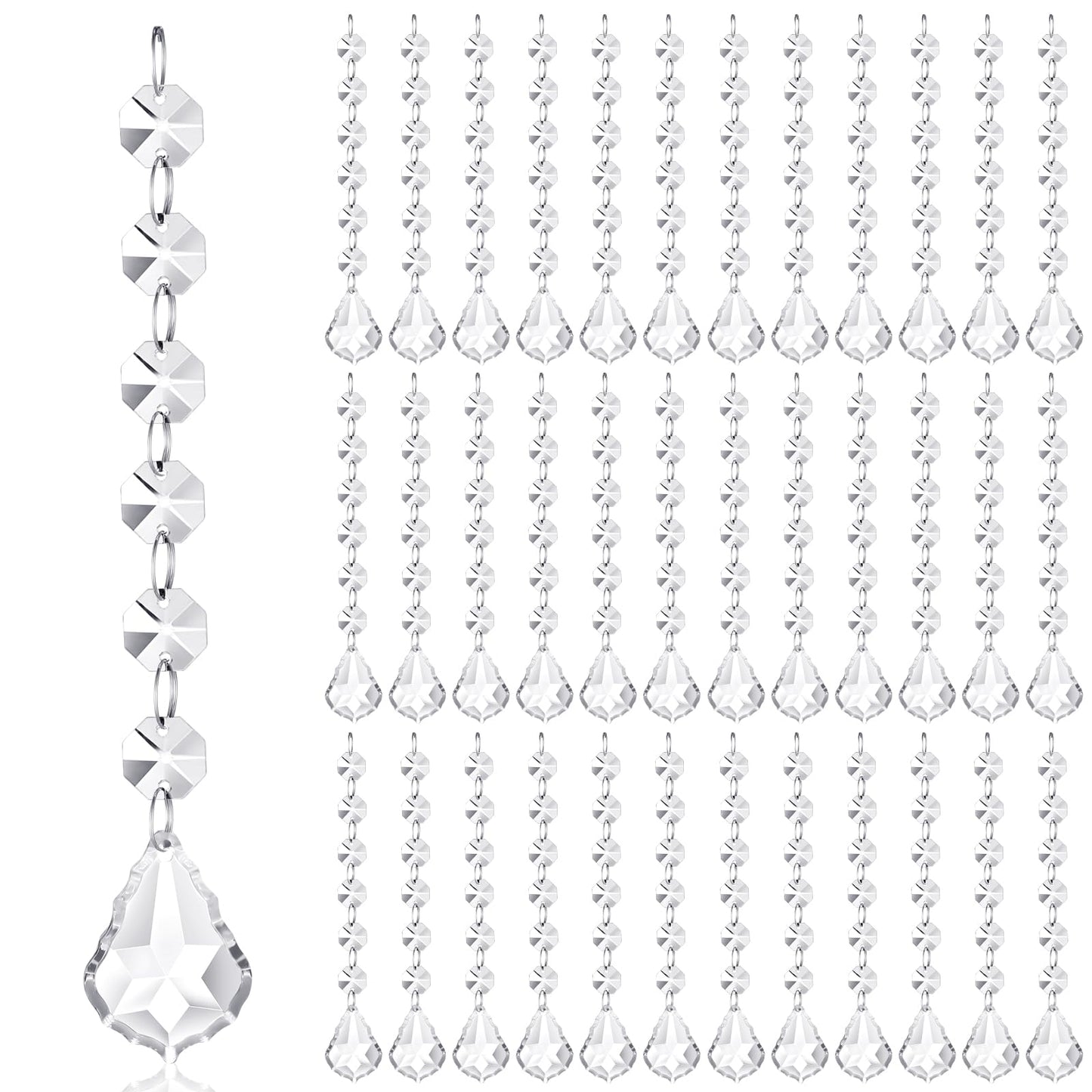 Nuenen 100 Pcs Acrylic Hanging Crystals for Centerpieces Chandelier Clear Crystal Garland Strands Ornament Acrylic Clear Beads Prisms Pendant for Christmas Tree Window Home Decoration(Maple Leaf)