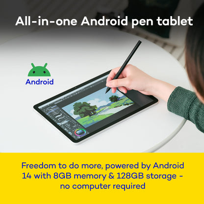 Wacom MovinkPad 11, Android Mobile Drawing Tablet, 11" with Battery-Free Slim Pro Pen 3, 8GB RAM/128 GB Storage, Quick Draw Feature, Anti-Glare Etched Glass Matte Screen, No Computer Needed