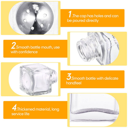 Potchen 50 Set Mini Salt and Pepper Shakers Small Salt and Pepper Shakers Bulk Clear Glass Individual Tiny Spice Seasoning Holders for Home Restaurant Kitchen Table Wedding Party Supplies(Silver)