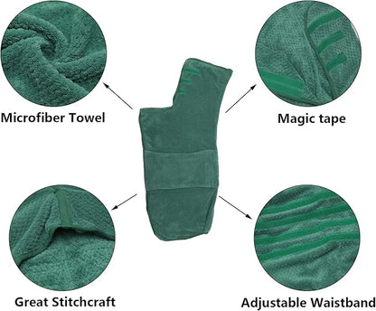 Geyecete Pineapple Grid Fast Drying Super Absorbent Dog Cat Bath Robe Towel - Green-L