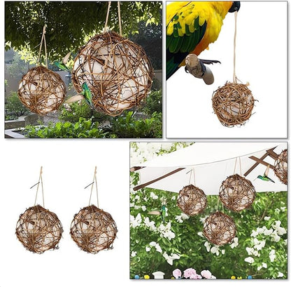 2PCS Handmade Birdhouse Materials, 2025 New Bird Nesting Ball Material for Wild Birds, Hummingbird Nesting Humming Bird House Material Gifts for Bird Watching Nature Lovers, 2Pcs 3.15in