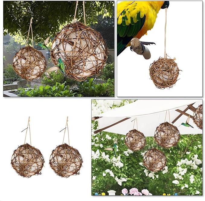 2PCS Handmade Birdhouse Materials, 2025 New Bird Nesting Ball Material for Wild Birds, Hummingbird Nesting Humming Bird House Material Gifts for Bird Watching Nature Lovers, 2Pcs 5.91in