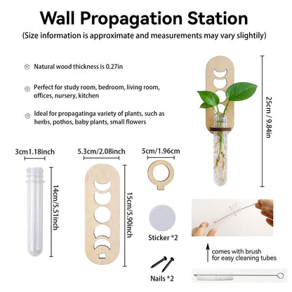 Artilady Plant Propagation Station 2 Pack Wall Hanging Plant Terrarium Holder with Test Tube Wood Window Planter Indoor Decor for Living Room Bedroom Kitchen (Moon Phase)