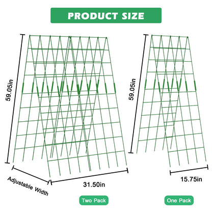 DoCred Cucumber Trellis, 59" High 2 Pack Foldable A Frame Trellis for Raised Bed Climbing Plants, Vegetables, Includes Plant Support Clips, Twist Ties, Plastic Ties- Made from PVC-Coated Steel