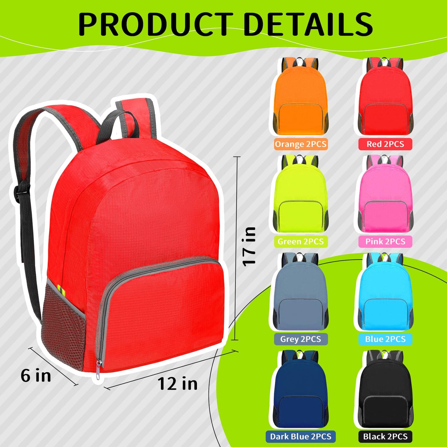 ABULKSALE 48 Pcs 17 Inch Foldable Backpacks in Bulk Classic Back Packs Colorful Book Bags Lightweight Basic Bookbags Wholesale for Homeless Student School Supply Outdoor Travel
