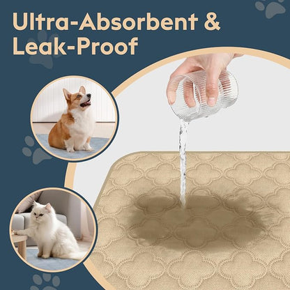 FunFurry Washable Pee Pads for Dogs - 2 Pack Reusable Waterproof Puppy Training Pads, Super Absorbent with Dog Paw Shape Non-Slip Backing (Cream, 41" X 41" - 2 Pack)