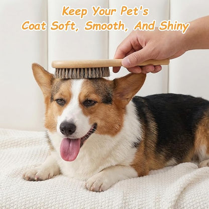 Bristle Dog Brush for Short Haired, Gentle Deshedding & Grooming Tool, Ideal Pet Hair Brush Puppy Essentials for Grooming and Shedding, Short Hair Dog Brushes