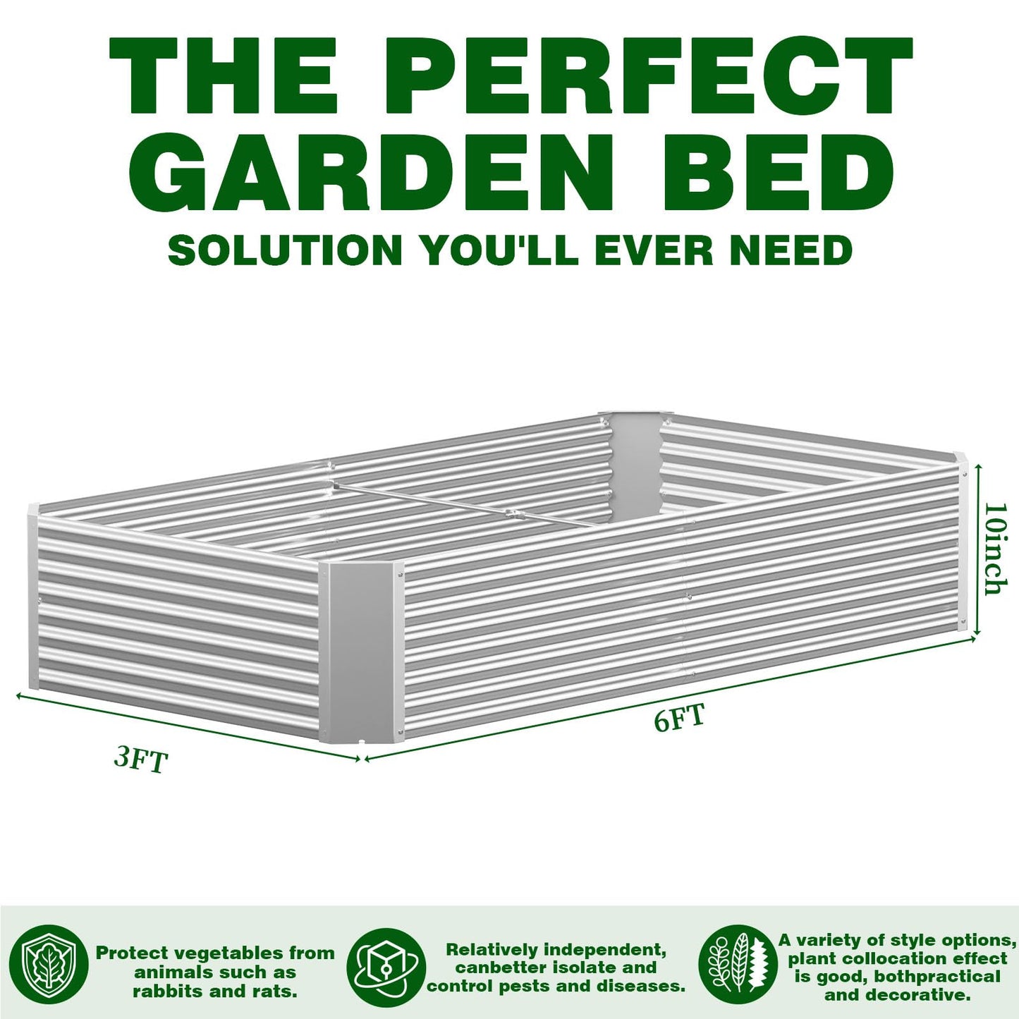 Annzoe 3 Pcs 6 x 3 FT Galvanized Steel Raised Garden Bed – Outdoor Planter Box for Root Vegetables, Herbs & Flowers, Large Metal Garden Beds for Backyards, Terraces and Balconies