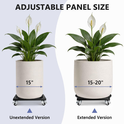 KEDSUM Plant Caddy with Wheels, Anti-Tip 4-Wheel 800LBS Heavy Duty Plant Stand, Adjustable Steel Panel for Versatile Use in 15-20 Inch Plant Stand, Rust-Resistant for Indoor Outdoor Flowerpot