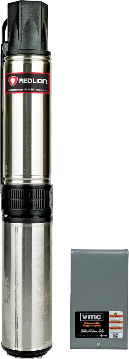 Red Lion RL12G10-3W2V 4-inch Submersible Deep Well Pump with Control Box, 1 HP, 12 GPM, 3-Wire, 230 Volt, Steel, 14942407