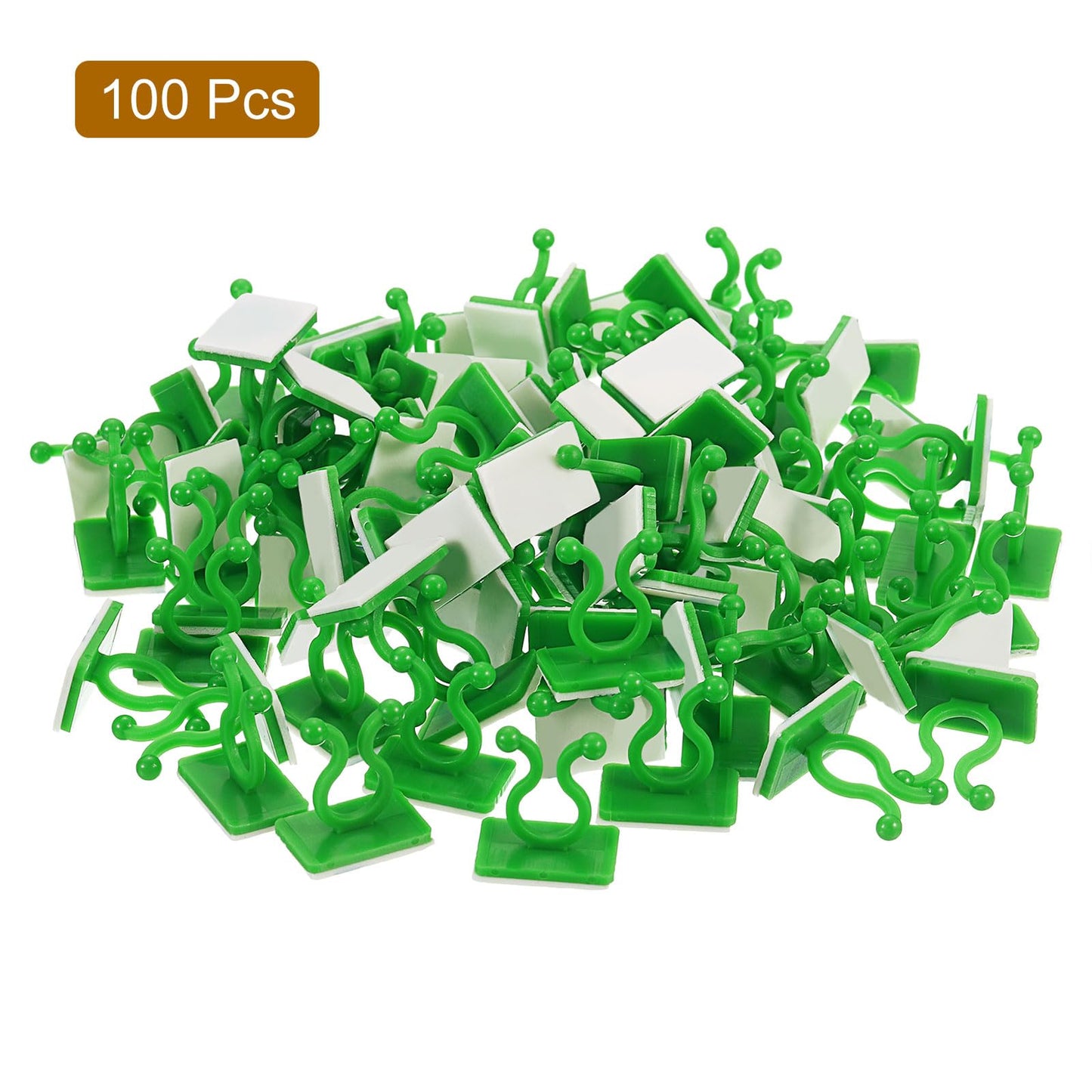 uxcell 100Pcs Plant Climbing Wall Fixture Clips, Plant Fixer Self-Adhesive Hooks Wire Fixing Supporting for Indoor Outdoor Decoration and Cable Wire Fixing (Green, 7.2mm/0.28")
