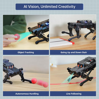 PuppyPi Robot Dog with ChatGPT Large AI Models AI Embodied Intelligence ROS Robotic Dog Vision Scene Voice Understanding SLAM Mapping Navigation Bionic Quadruped Robot, Ultimate Kit & RaspberryPi5 8GB