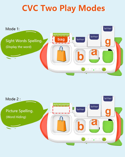 ZIKAQUQI Spelling&Talking Flash Cards for Toddlers 3-8 Years Old - Speech Therapy with 107 Sight Words - Sensory Toys for Kids with Autism, Montessori Learning Toys, Ideal Gifts for Boys&Girls