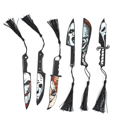 Horror Movie Knife Bookmark Set, Ghostface Gothic Dagger Bookmarks for Men & Women, Bookmarker Reading Gifts for Horror Book Lovers(6pc Knife)