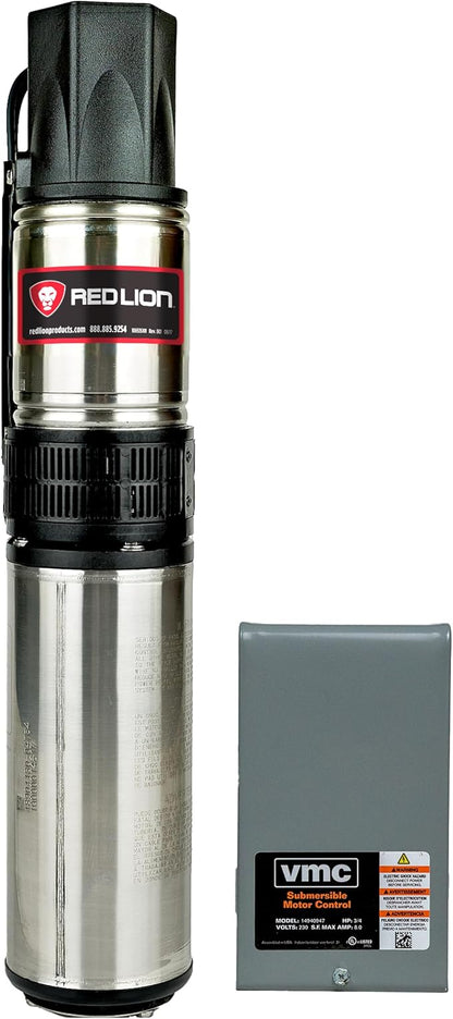 Red Lion RL12G05-3W2V 4-inch Submersible Deep Well Pump with Control Box 1/2 HP, 12 GPM, 3-Wire, 230 Volt, Steel, 14942405