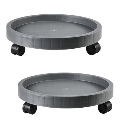 2 Pack of 12.6 Inch Planter Caddies Rolling Saucer Caddy with Wheels, Heavy Duty Wheeled Stand for Potted Plant, Round Coaster Roller Base Tray with Casters, Flower Pot Dolly Holder for Indoor Outdoor