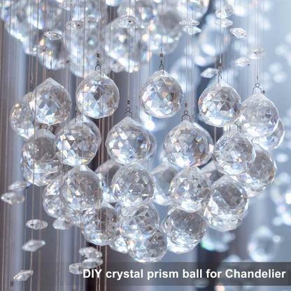 MECCANIXITY 20Pack Crystal Ball Prism, 20mm/0.8" Decorative Ball Sun Shine Catcher Suncatcher Beads for Chandelier Window Wedding Decoration Home Decor, Light Blue