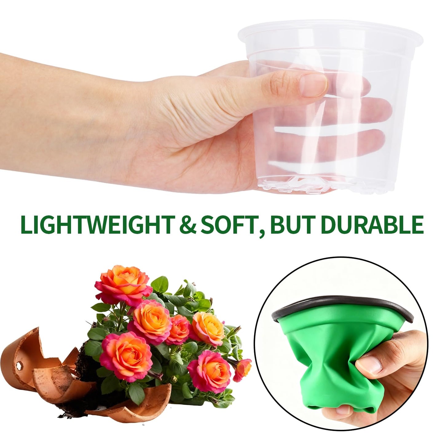 40 Pcs Seed Starter Pots Kit 2.5/3.5/4/5 Inch Clear Nursery Pots for Plants for Seedlings,Succulents,Plastic Nursery Pots with Drainage Holes (10 of Each Size),Garden Pot for Outdoor Indoor (Size A)