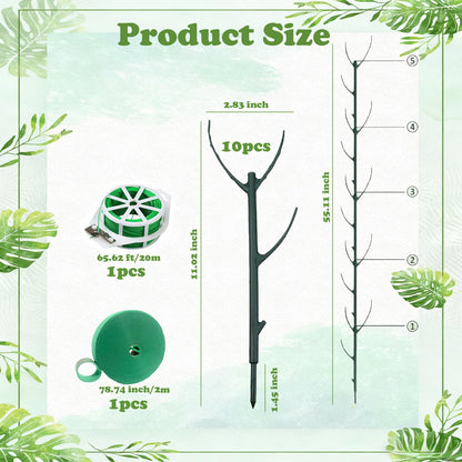 Stackable Monstera Moss Pole - 10 PCS Coir Plant Support Stakes for Indoor Plants, Bendable Totem Pole for Climbing Vines, Money Plant | Durable Indoor Plant Stakes (10 Pack)