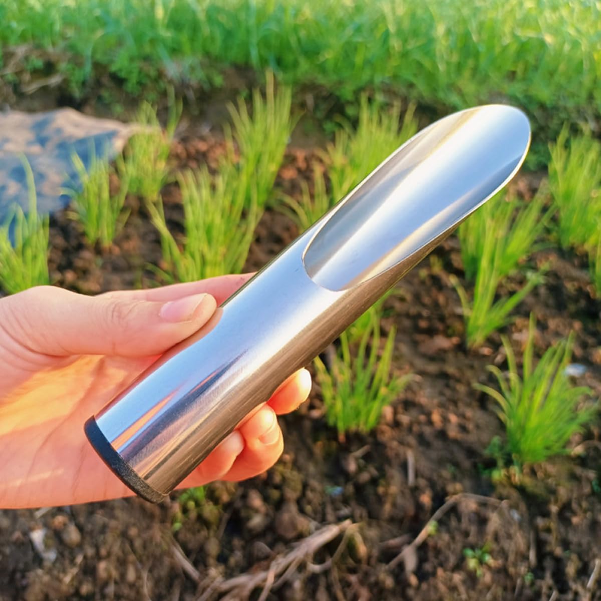 OFFSCH Stainless Steel Bonsai Soil Scoop and Gardening Trowel for Potting and Cultivation, Medium Size Hand Tool for Home Planting and Soil Digging
