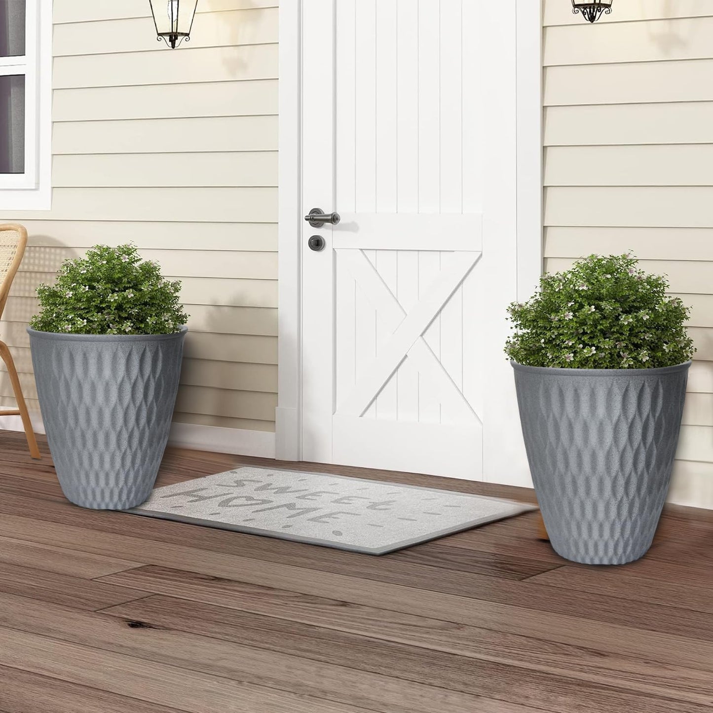 WEICHENGXING 13 Inch Large Plant Pot, 2Pack Big Planter, Matte Grey Durable Lightweight Flower Pot Garden Containers for Indoor and Outdoor Plants, Porch, Patio, Backyard, Room & Office Décor