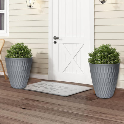 WEICHENGXING 13 Inch Large Plant Pot, 2Pack Big Planter, Matte Grey Durable Lightweight Flower Pot Garden Containers for Indoor and Outdoor Plants, Porch, Patio, Backyard, Room & Office Décor
