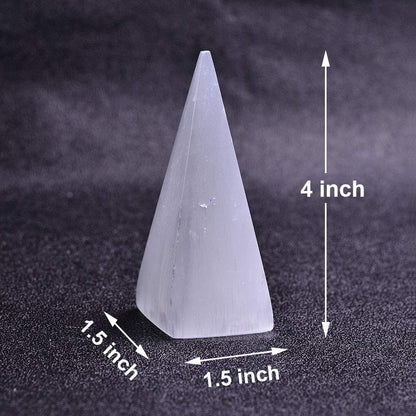 JIC Gem 2pcs Selenite Pyramid 4" Crystal Point White Reiki Healing Crystal Stone for Energy Cleansing and Protection
