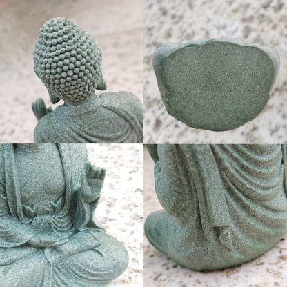 livelyfish Meditating Buddha Statue Natural Sandstone Buda Sculptures for Fish Tank Aquarium Decorations Home Zen Garden Bonsai Ornament Decor, Gifts (Fearless-Small)
