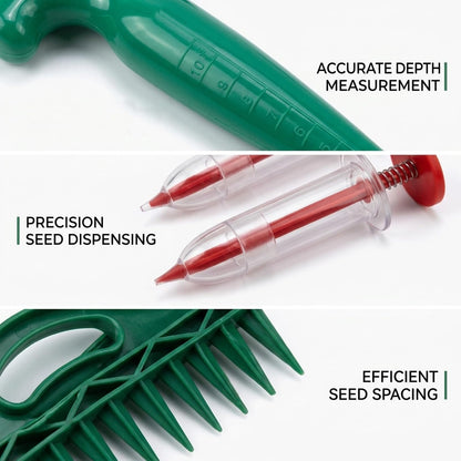 8-Piece Seed Planter Tool, Seed Dispenser Set for Precision Planting, Multi-Functional Gardening Tools for Vegetable Gardens and Landscaping, Handheld Seed Spacing Tool with Dibber and Accessories