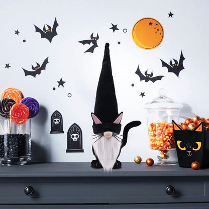 Upltowtme Black Cat Gnome Plush 13.5" Handmade Scandinavian Tomte Figurine Halloween Christmas Gnomes Spring Farmhouse Decor Ideal Gift for Women and Cat Lovers