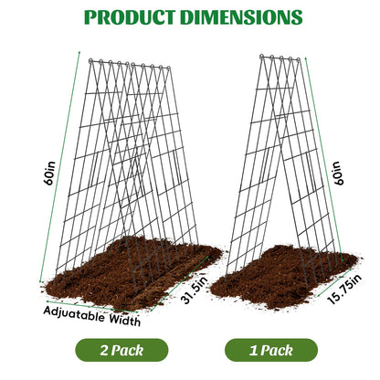 DOLEMODUO 2 Pack Cucumber Trellis, 60inch A-Frame Rustproof Steel Wire Garden Trellis for Raised Beds, Heavy Duty Climbing Plants Supports for Cucumber,Tomato, Climbing Plants and Flowers